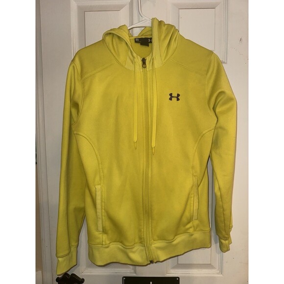 Under Armour bright yellow Semi Fitted Zip Up Hoodie Medium running jacket - Picture 1 of 3